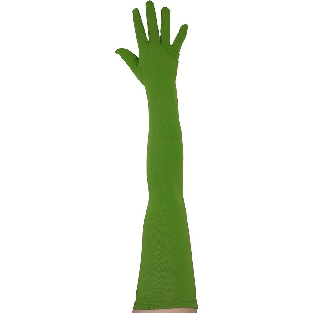 Women's Classic Satin Olive Above Elbow Gloves Stretchy Soft Cosplay Costume